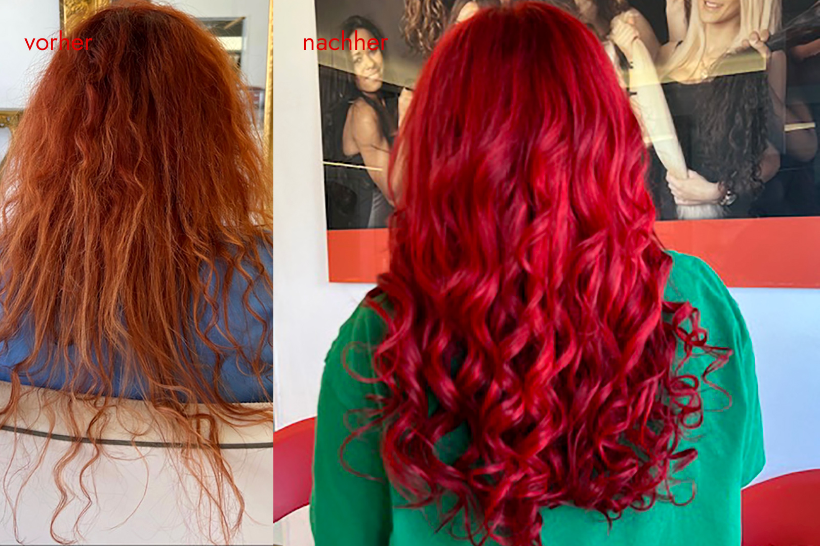Angelicas Hair Extensions: Kundin vorher und nachher mit Haarverlängerung - balayage red