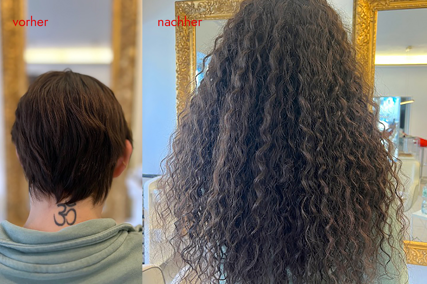 Angelicas Hair Extensions: Kundin vorher und nachher mit Haarverlängerung - curly look